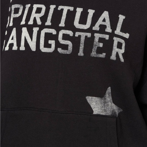 Spiritual Gangster Black Pullover with Silver Stars - S/ NWT - Picture 3 of 7